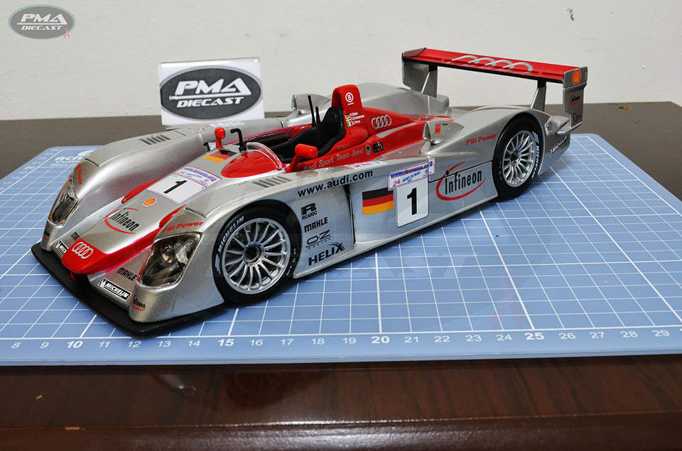 EMANUELLE PIRRO, FRANK BIELA, TOM KRISTENSEN 2002 AUDI SPORT NORTH AMERICA AUDI R8 1:18